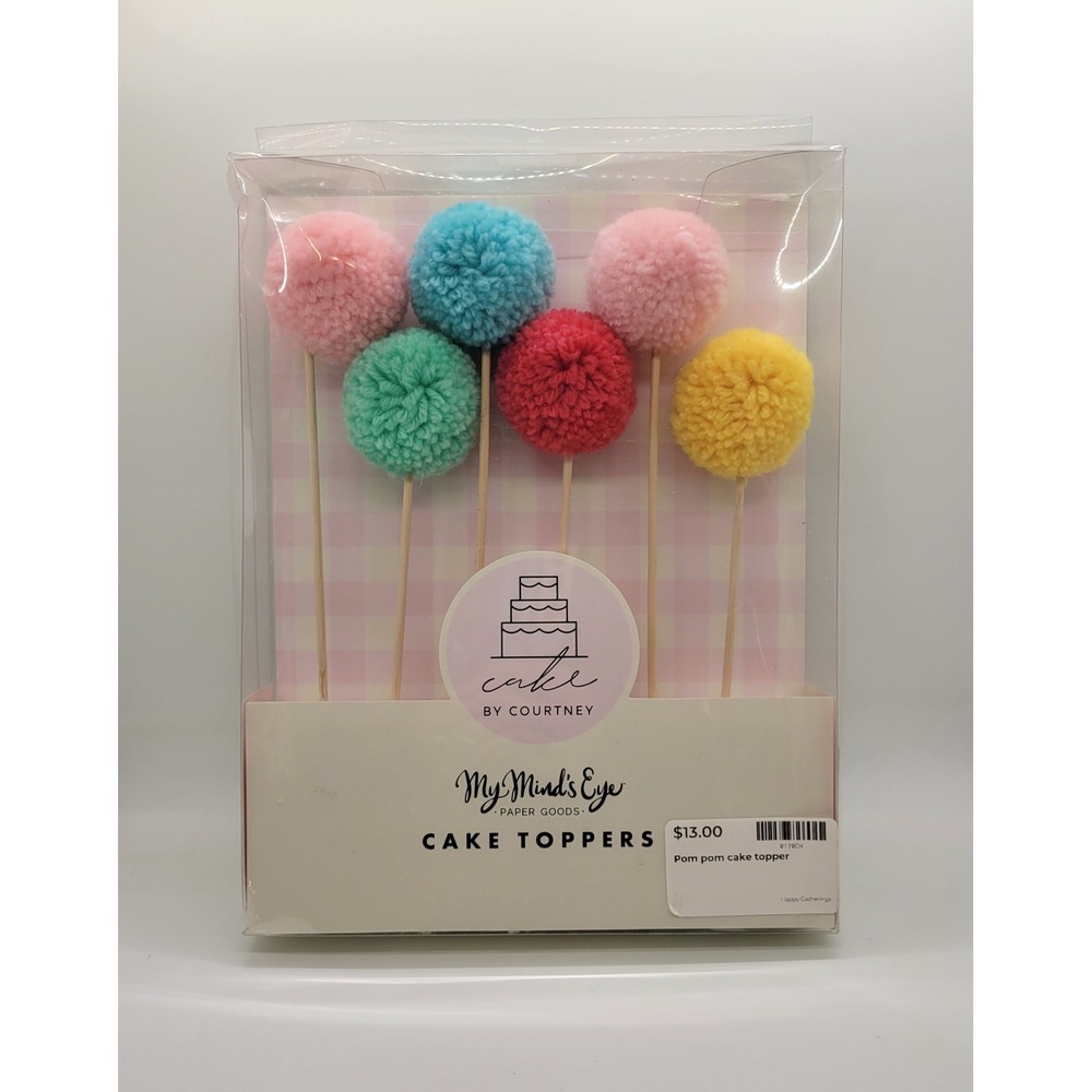 My Mind's Eye Pom Pom Cake Topper Set Cake by Courtney 6 Pc‎ New in Box Colorful